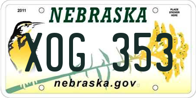 NE license plate XOG353