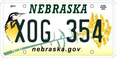 NE license plate XOG354