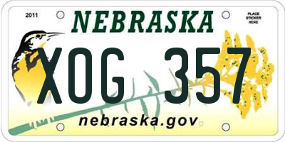 NE license plate XOG357