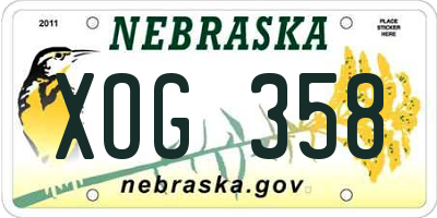 NE license plate XOG358