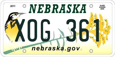 NE license plate XOG361