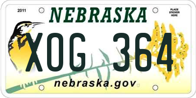 NE license plate XOG364