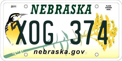 NE license plate XOG374