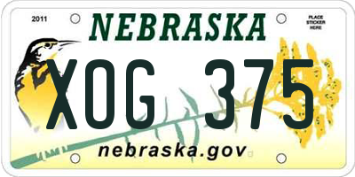NE license plate XOG375