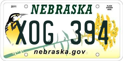 NE license plate XOG394