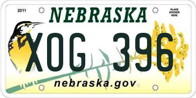 NE license plate XOG396