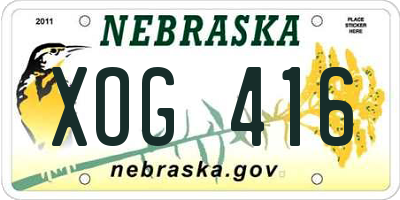 NE license plate XOG416