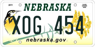 NE license plate XOG454
