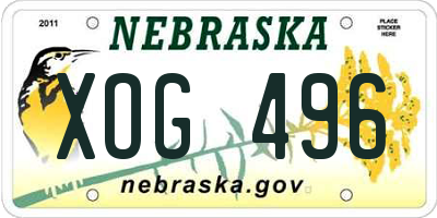 NE license plate XOG496