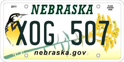 NE license plate XOG507