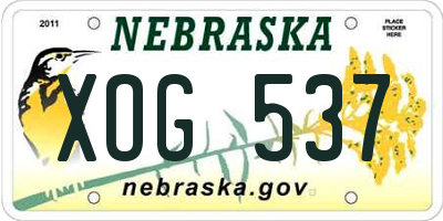 NE license plate XOG537