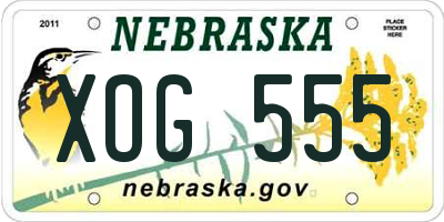 NE license plate XOG555