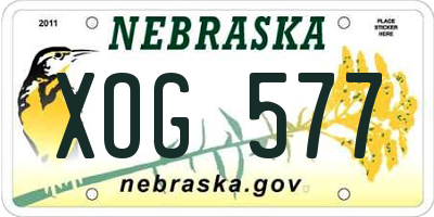 NE license plate XOG577