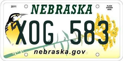 NE license plate XOG583