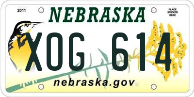NE license plate XOG614