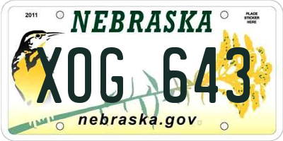 NE license plate XOG643