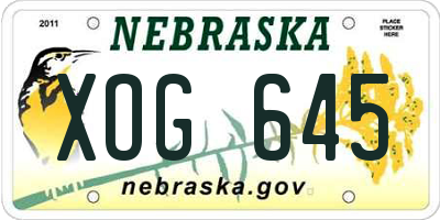 NE license plate XOG645