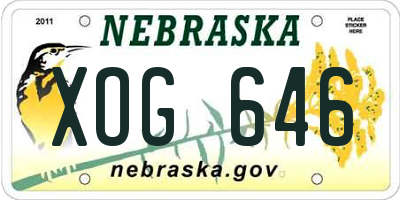 NE license plate XOG646