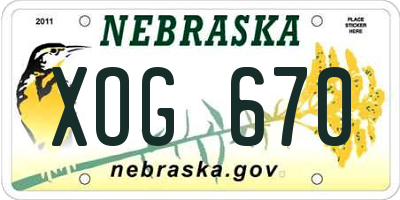 NE license plate XOG670