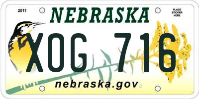NE license plate XOG716