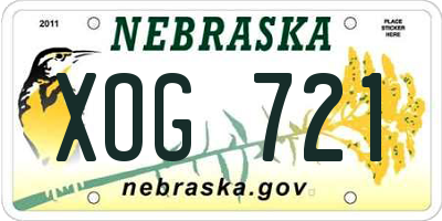 NE license plate XOG721