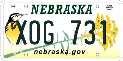 NE license plate XOG731