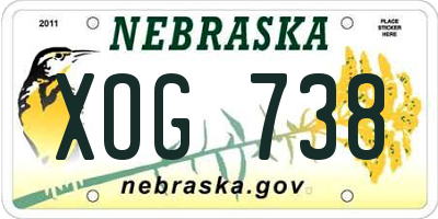 NE license plate XOG738