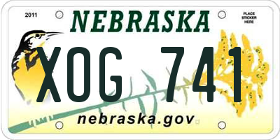 NE license plate XOG741