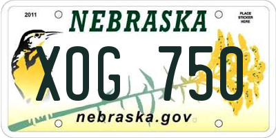 NE license plate XOG750