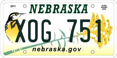NE license plate XOG751