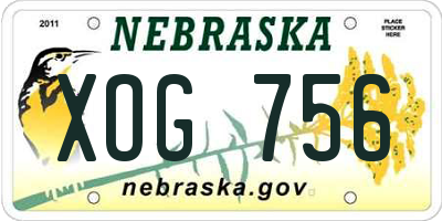 NE license plate XOG756