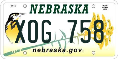NE license plate XOG758