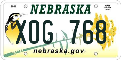 NE license plate XOG768