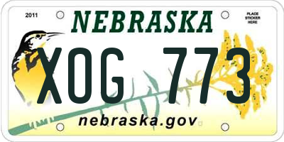 NE license plate XOG773