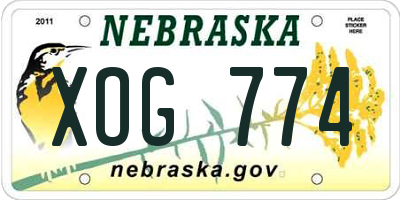 NE license plate XOG774