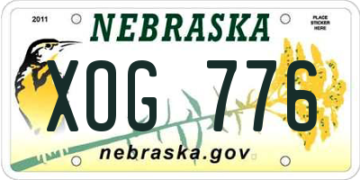 NE license plate XOG776