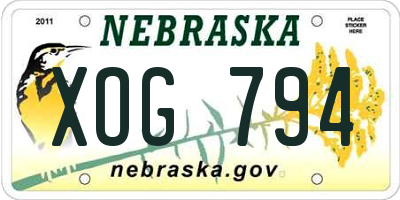 NE license plate XOG794