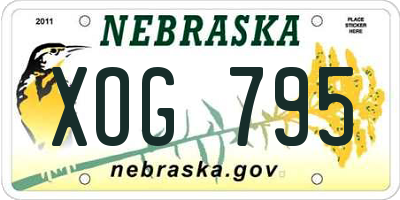 NE license plate XOG795