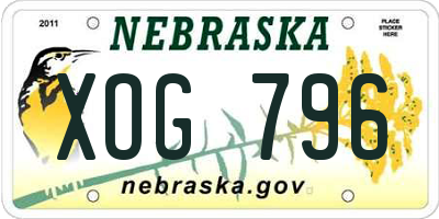 NE license plate XOG796