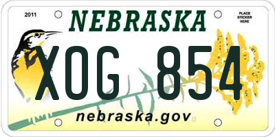 NE license plate XOG854