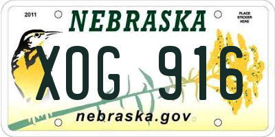 NE license plate XOG916