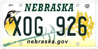 NE license plate XOG926