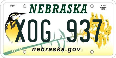NE license plate XOG937