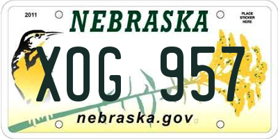 NE license plate XOG957