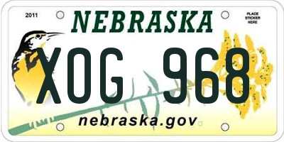 NE license plate XOG968
