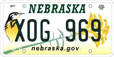 NE license plate XOG969