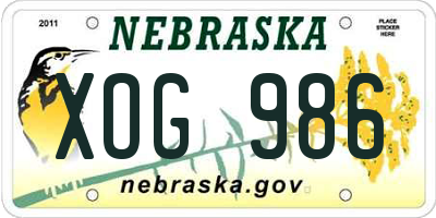 NE license plate XOG986
