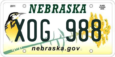NE license plate XOG988