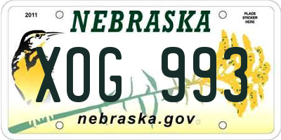 NE license plate XOG993
