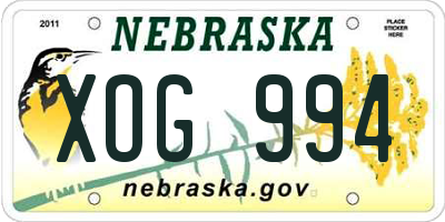 NE license plate XOG994
